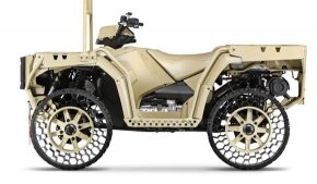 Military Vehicle Equipped With Polaris Non Pneumatic Tire