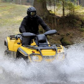 Romp through mud pits on an off-road trail in Georgia.